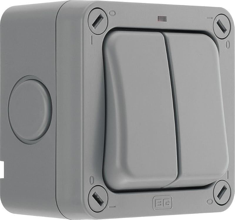 BG Electrical Outdoor Double Switch Nexus Storm 20A IP66 WP42 Grey