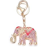 SWJEWEL Rhinestone Elephant Keychain Gold Plated Hook Cute Sparkly Crystal Elephant Lucky Key Chain for Women