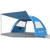 Gorich Beach Tent Sun Shelter with Canopy, Easy Setup UPF50+ UV Protection Sun Shade for 3-4/5-6/7-8 Person, Lightweight &amp; Compact Beach Umbrella for Family Travel