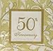 Amscan 5138511 50th Anniversary Lunch Napkins 16 Ct, 6.5", Gold primary