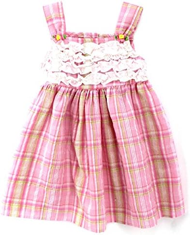 Forever Magic Girls Seersucker Tank Dress (2T, Pastel Pink Plaid)