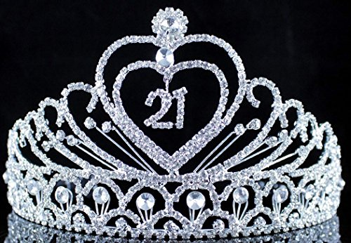 Janefashions 21-YEAR-OLD BIRTHDAY PARTY AUSTRIAN RHIESTONE TIARA CROWN HAIR COMBS T989 SILVER