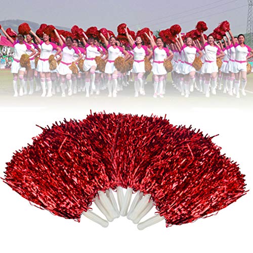 baotongle 12 PCS Cheerleading Poms Pompoms Cheer Costume Accessory for Party Dance Sports Red