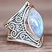 WensLTD_ 1PC Boho Jewelry Silver Natural Gemstone Marquise Moonstone Personalized Ring (#10, Silver)