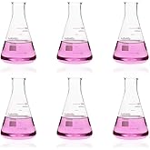 Labvida 6pcs 150ml Narrow Mouth Glass Erlenmeyer Flasks, LVC002 | 3.3 Borocilicate Glass, Lab Conical Flask, Heat Safe, Chemical Resistance, Large Scale Graduated, Plant Propagation