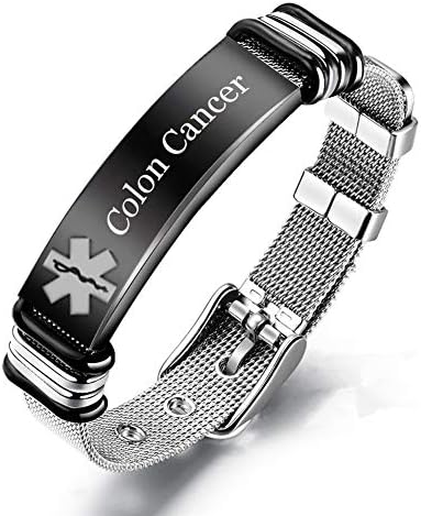 Murinsar Free Engraving Custom Surgical Steel Durable Adjustable Medical Alert Disease Awareness ID Bracelet for Women Men Kids Emegency Life Saver ICE Bangle