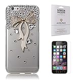 iPhone 6 Rhinestone Case White, Armybee(TM) Bling iPhone 6[4.7] Case White Crystal Rhinestone Slim Diamond Bow Design Cover (Fits: Apple iPhone 6[4.7] only, Package Included: 1 X HD Screen Protector) (White)