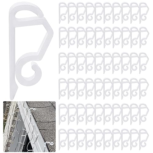 Photo 1 of 120PCS Christmas Light Clips Gutter Clips Hooks String Lights Clips Mini Plastic Gutter Hanging Hooks Weatherproof Outdoor Light Clips Holiday Light Clips for Halloween Christmas Decoration (White)