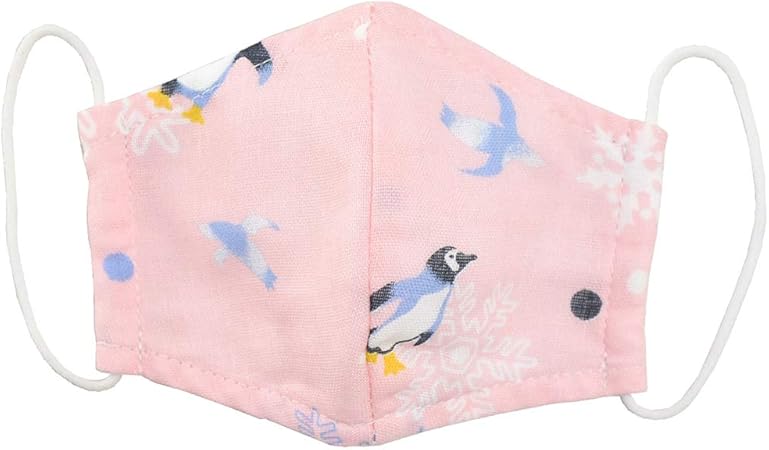Amazon 洗える マスク おしゃれ なごみや かわいい 和柄ガーゼマスク 子供用 小さめ 全13種 立体縫製 綿100 繰り返し 使える 日本製 キッズ 小さめ ペンギン ピンク なごみや 家庭用マスク
