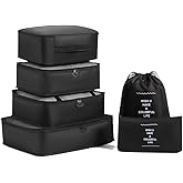 Fxkoolr 6 Set Packing Cubes, Luggage Packing Organizers Packing Cubes for Suitcase Travel Accessories, Black
