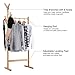 LANGRIA Single Rail Bamboo Garment Rack with 8 Side Hook Tree Stand Coat Hanger and Four Stable Leveling Feet for Jacket, Umbrella, Clothes, Hats, Scarf, and Handbags (Natural Wood Finish)