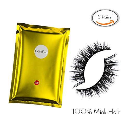 Real Siberian Mink Hair Hand Made 3D Short Cross Fake Eyelashes Reusable for Daily and Party 5 Pairs/Box (008)