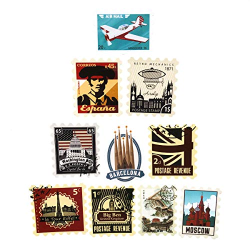 50PCS Vintage World Famous Stamps Stickers Retro Stamp Waterproof Sticker Laptop Car Bicycle Suitcase Computer Water Bottle Mobile Phone Stickers Decals (Vintage 2) - Thumbnail 7