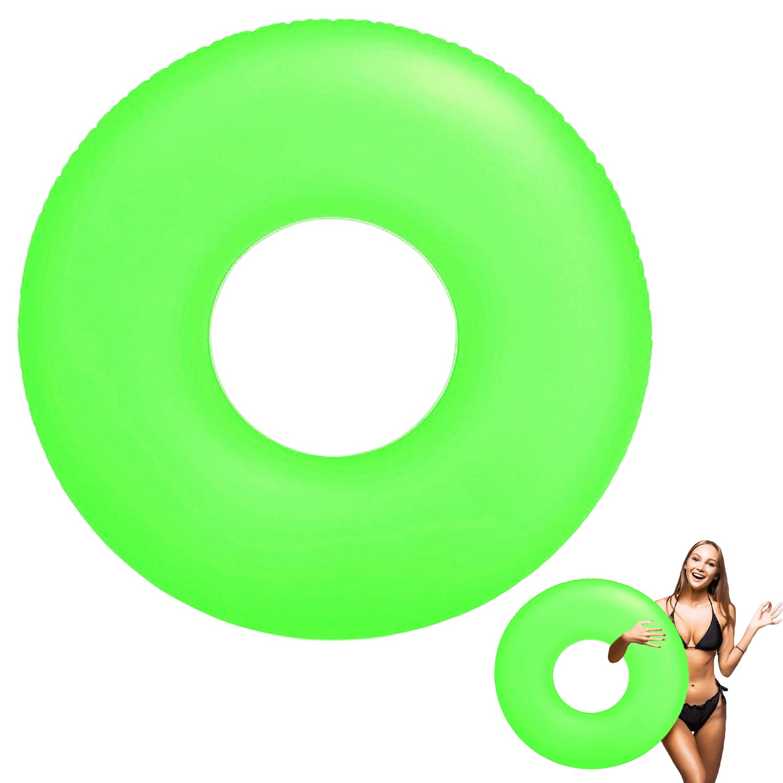 POPOYU Transparent Swimming Ring Inflatable Pool Rings for Adults,91cm Inflatable Pool Floats Rubber Ring for Swim,Swimming Pool Inflatables for Adult,Green Adult Swim Ring Inflatable for Water Beach