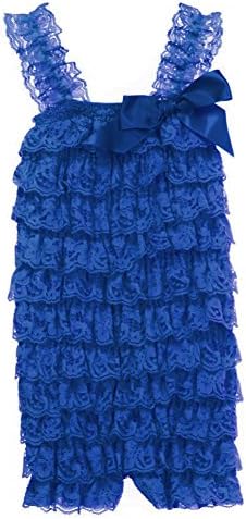 Cutie Baby Baby Girls' Lace Ruffle Romper (Small-0-6 months, Navy)