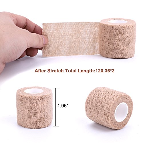 Self-Adhesive Cohesive Wrap Bandage Flexible Stretch Tape Athletic Strong Elastic First Aid Tape for Wrist, Ankle Sprains, Swelling 6 Packs, 2Inch X 5Yards