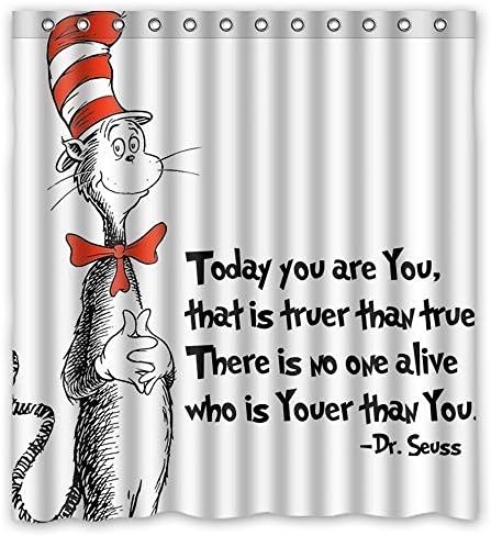 Crystal Emotion Seuss Cat in The Hat Fabric Polyester Bath Curtain Bathroom Decor Shower Curtain,60X72 Inch