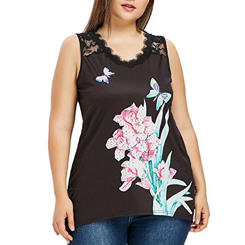 Click Here to See More Images NREALY Women Plus Size Sleeveless Lace Floral Printed casual V Neck Tank Top Blouse