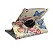 FOME 360 Degrees Rotating Stand PU Leather Flip Case Cover for iPad 2 3 4 Butterfly and Peony+ A FOME Clean Cloth Gift