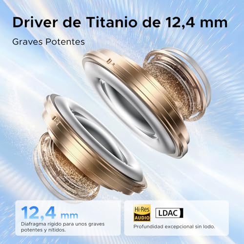UGREEN EchoBuds Plus Audífonos Inalámbrico ANC Active Ruido Cancelación 50H | 6 Micrófonos, Hi-Res LDAC, Audio Espacial,In Ear, Bluetooth 6.0, Carga Rápida, IPX5,Deportes,Aire Libre,Fitness