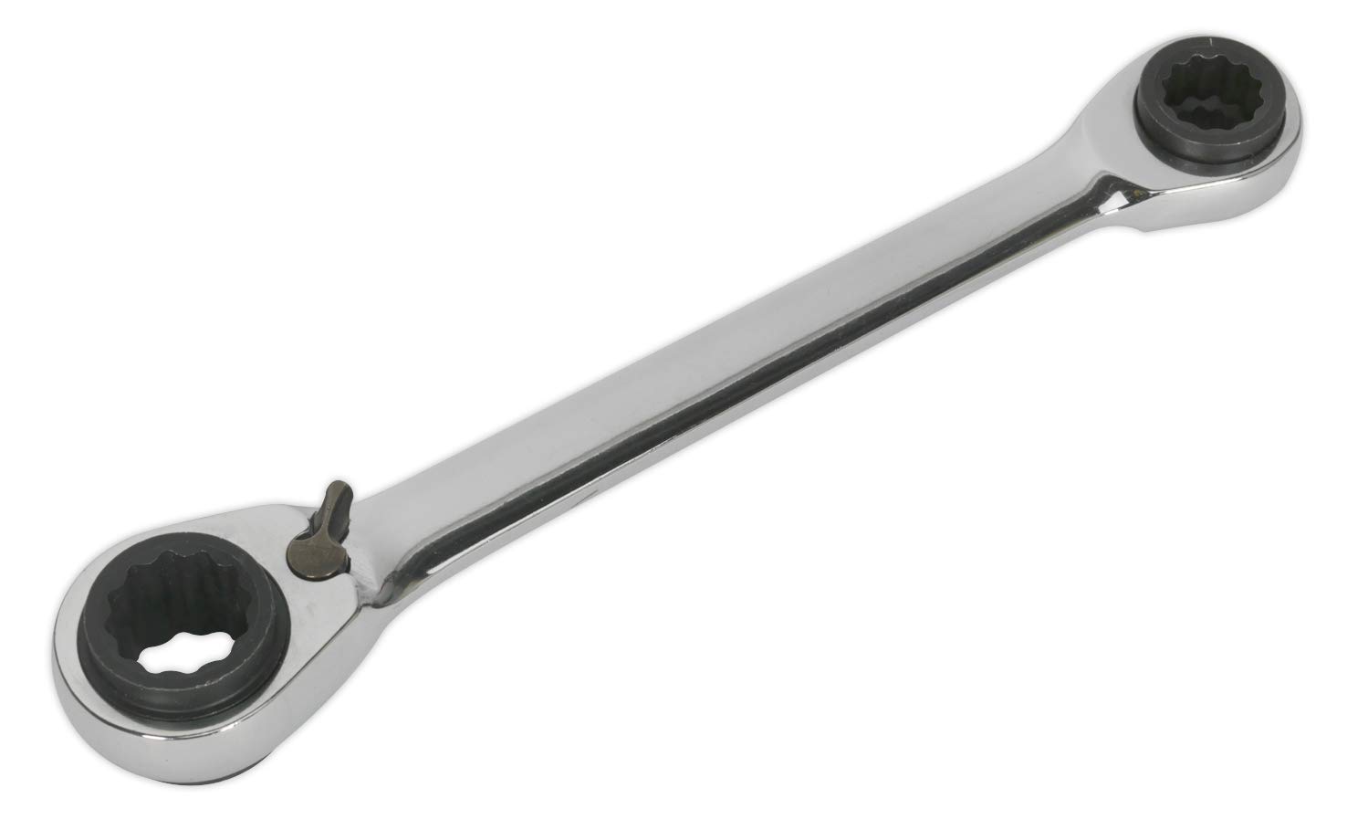 Sealey S0983 Metric 4-In-1 Reversible Ratchet Ring Spanner, Silver