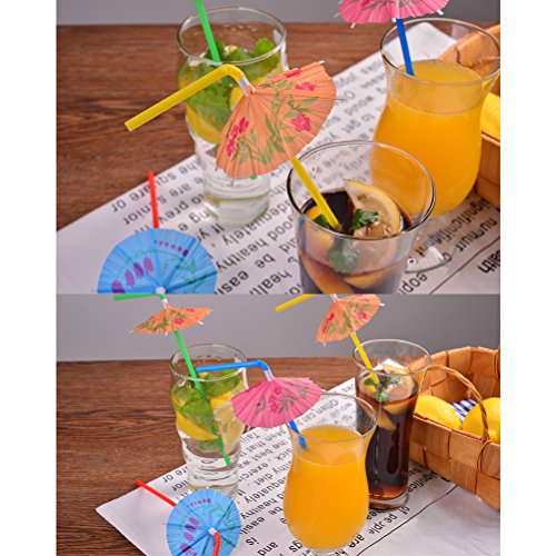 DINGJIN 162 Pieces Party Drinking Straws Umbrella Flamingo Fruit Drinking Straws for Luau Parties,Island Themed Party,Bars,Kitchen Supplies,Restaurants - Thumbnail 7