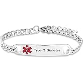 KunBead Medical Alert Bracelets for Women Adjustable Stainless Steel Mesh Emergency Awareness Medical ID Wristband Bracelet