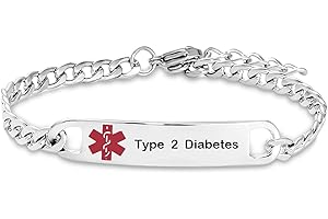 TGLS Red Medical Alert Bracelet for Women Men Emergency First Aid Health Alert Engraved Adjustable Stainless Steel Chain Bracelets