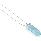 LUSTRE AND LIGHT 20x5mm Square Shape Natural Gemstone Pendant Necklace for Women | Birthstone Jewelry Gifts for Her Birthday, Anniversary, Graduation (Bezel-Set)