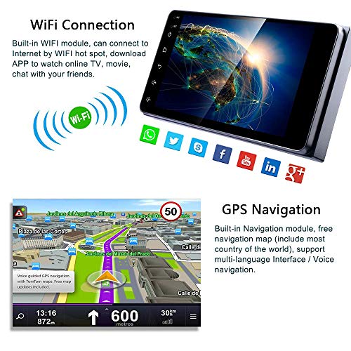 Double Din Car Radio Receiver, Android 8.1 Touchscreen Car Stereo Head Unit, Support Bluetooth Android&iOS Mirror Link DVR Input AM&FM, Built-in WiFi and GPS Navigation for Toyota - Thumbnail 3