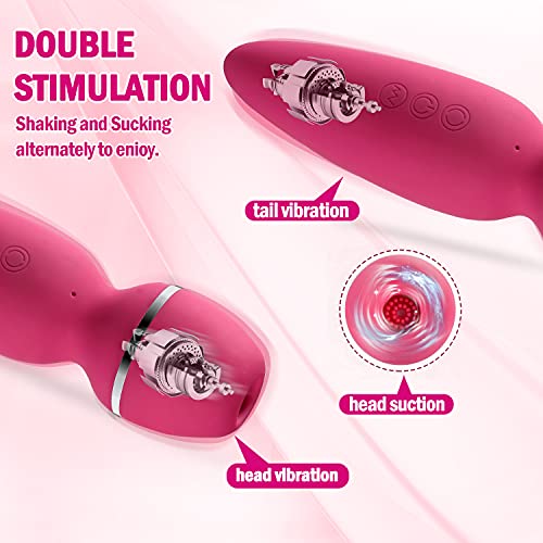 Real Air Sucking Mini Vibrator for Women, Double Head Wand Massager Clit Sucker Nipple Stimulator with 7 Powerful Suction and Vibration, Waterproof Adult G Spot Vibrators Sex Toys for Women for Sex