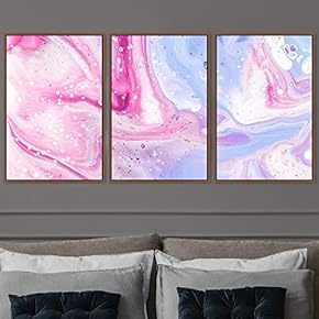 signwin 3 Piece Framed Canvas Wall Art Pink...