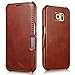 Galaxy S6 Case, Tomplus [Vintage Classic Series] [Genuine Leather] Folio Flip Corrected Grain Leather Case [1 Card Slot] with Magnetic Closure for Samsung galaxy s6 G920F (Retro brown)