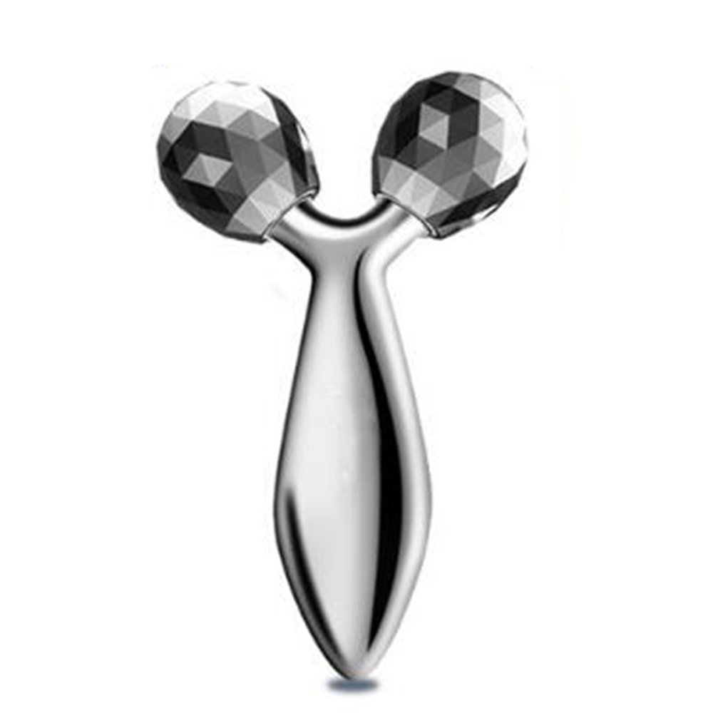 Enshey Face Massager, 3D Roller Massager V Face Massager Ball Y-Shape Face & Body Skin Care Roller Firming Lifting Anti-Aging Slimming Massage Tool Roller (Sliver)