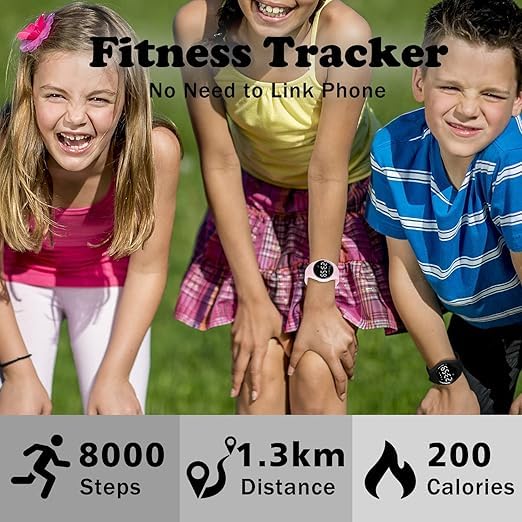 YOOJ® Kids Digital Watch for Boys and Girls, Rechargeable Sports Watch with Fitness Tracker, Pedometer, Alarm Clocks, Stopwatch, No App Needed & Waterproof Watch, Gift for Kids, Ages 5-15