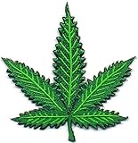 Marijuana leaf pot weed grass ganja hippie biker boho retro embroidered applique iron-on patch new size SMALL