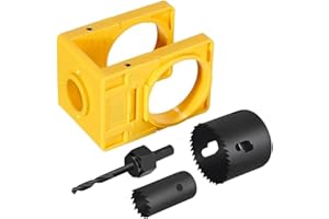 Door Lock Installation Kit with Drill Guide Template, Carbon Steel Tools, Wood Door Knob Saw Set (Yellow)