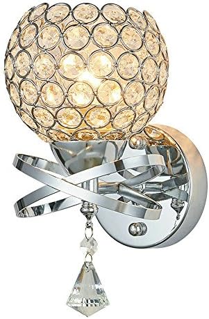 DINGGU Decorative Chrome Finish Crystal Bedside Wall Lamp Sonces Bedside Light