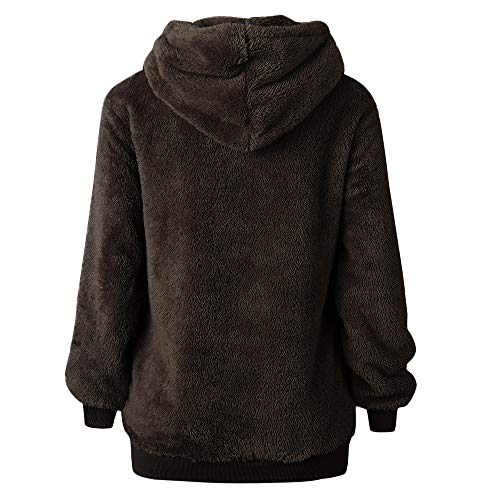 Liraly Pullovers For Women Plus Size Ladies Warm Fluffy Winter Top Hoodie Sweatshirt Hooded Pullover Jumper(Brown A,US-12 /CN-L2)
