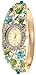 COCOTINA Womens Fashion Flower Bangle Style Bracelet Rhinestone Round Dial Analog Quartz Wrist Watch - Blue