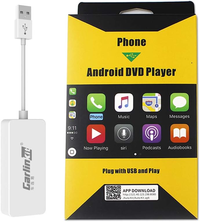 Carlinkit Wired USB CarPlay Dongle for Car Screen with Android System 4.4.2 or Above, Support iPhone and Android Phone,Support Android Auto/Mirroring/USB Connect/SIRI Voice Control//Upgrade,White.