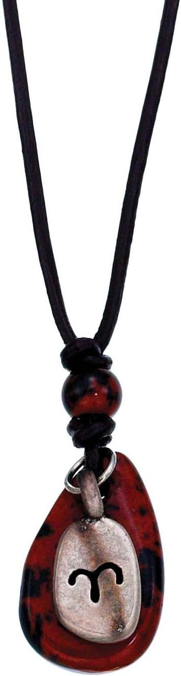 World End Imports Zodiac Stone Necklace on Thin Cord - Aries