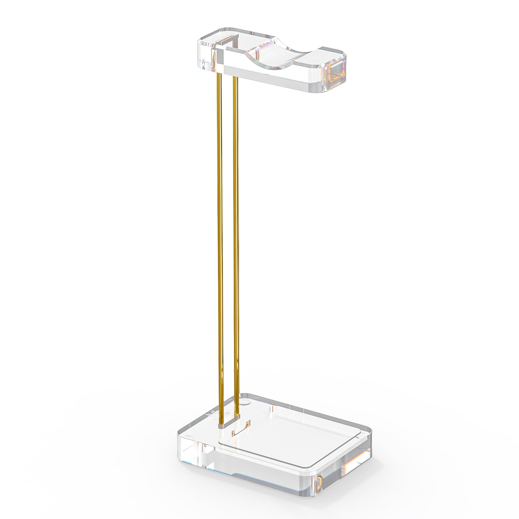 GEEKRIA Headphone Stand for Desk, Clear Acrylic Headset Stand with Gold Metal Accent, Gaming Headphone Holder, Universal Desktop Display Stand for Over-Ear Headphones