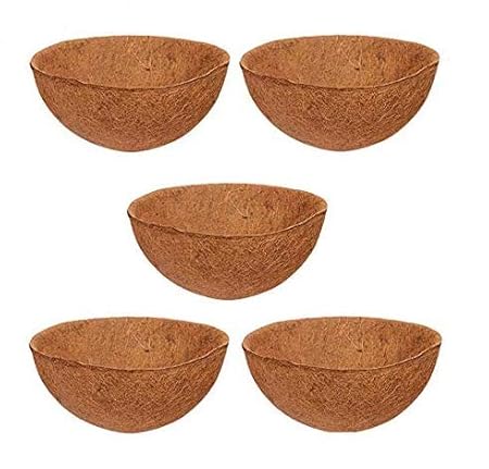 COIR GARDEN Coco Fiber Liner - Hanging Planter Pots, 12 Inch - 5 Pieces