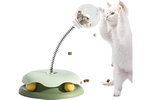 Marchul Interactive Cat Toy, Cat Toys for Indoor Cats with Treat Dispensing Ball, Kitten Toys for Indoor Cats Self Play, Cat Ball Toy with Turntable Track Balls, Cat Treat Toy Slow Feeder Toy