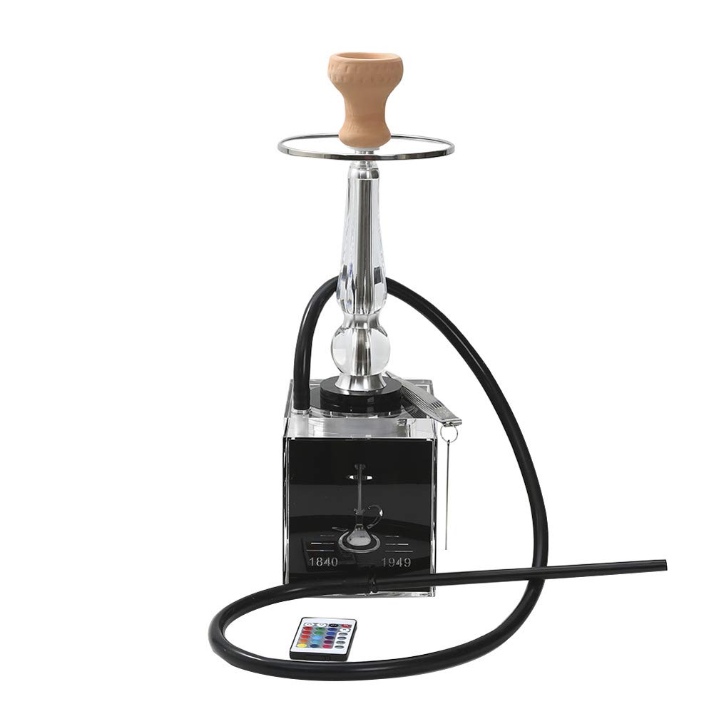 ZHIFENGLIU Hookah Shisha Set, Cafe Style Portable Acrylic Hookah Set, Single Tube Hookah with LED Li