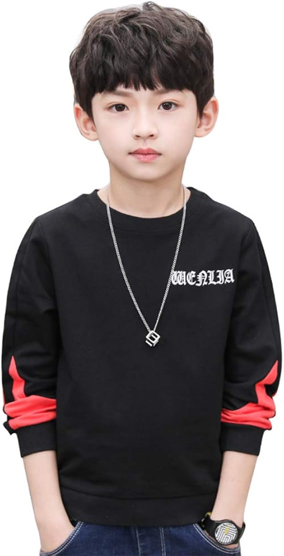Amazon Yueguang 子供服 長袖tシャツ 男の子 カットソー 長袖トレーナー スウェット ジュニア ボーイズ 通気性 柔らかい おしゃれ 普段着 部屋着 カジュアル 1 170cm Tシャツ カットソー 通販