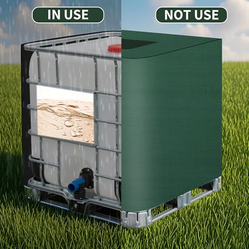 IBC Tank Cover, 420D Water Tank Cover, Cover for IBC 1000L Tank – Anti-UV and Dustproof Cover with Zip Storage Bag (116 x 100 x 120 cm) (Green)