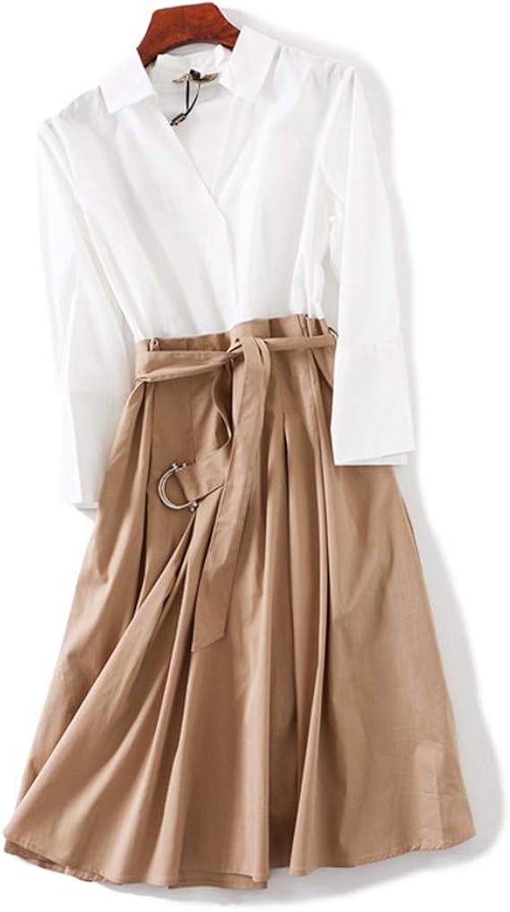 Amazon ワンピース レディース 七分袖 セットアップ 卒業式 入学式 セレモニー フォーマル スーツ お呼ばれ セットアップ風 ドッキング ワンピース ワンピース チュニック 通販