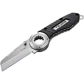 TAJIMA Multipurpose Folding Knife - DK Series Electrician's Tool with Integrated Socket &amp; Elastomer Grip - DK-FKMU
